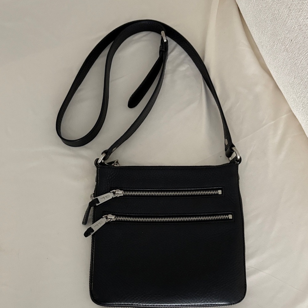 Cole Haan Black leather  Crossbody Bag with Silver Accents